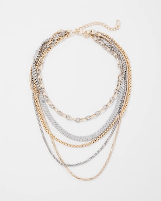 Gold + Silver Mixed Chain Convertible Necklace click to view larger image.