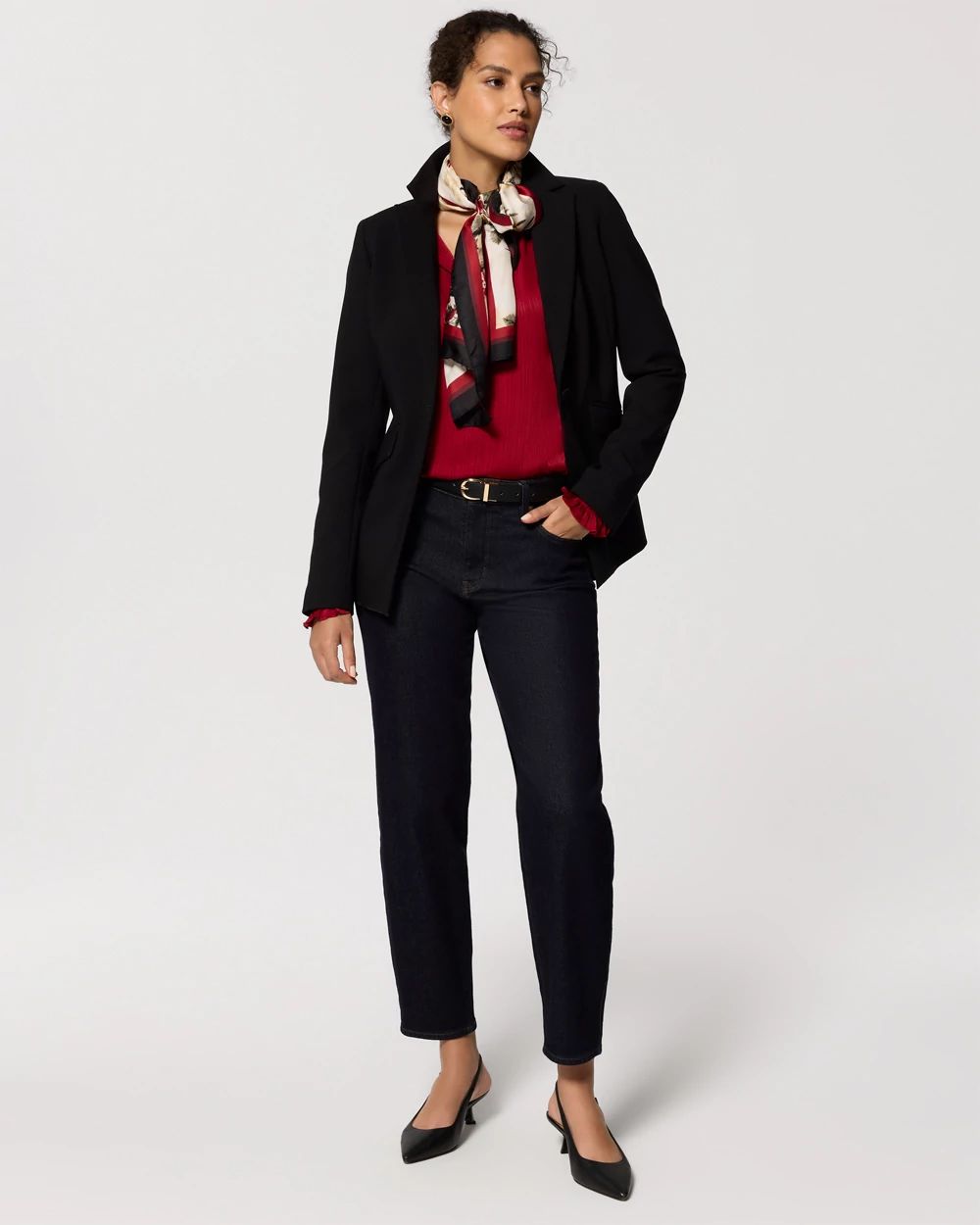Shadow Stripe Satin Blouse click to view larger image.