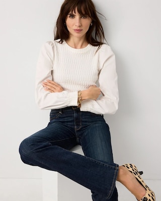 Knit + Poplin Long Sleeve Pullover click to view larger image.