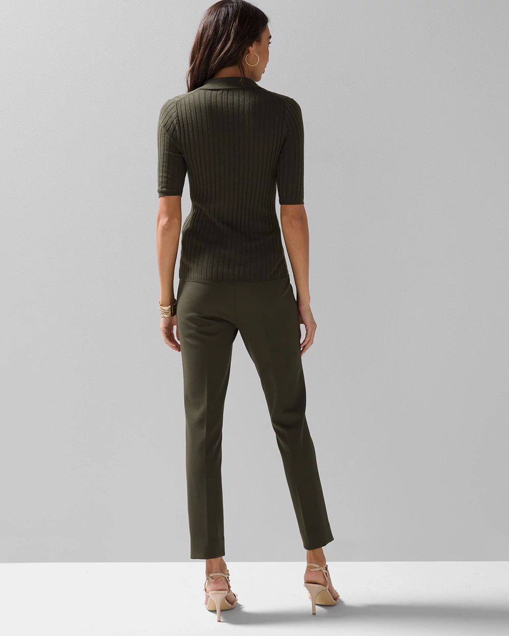 Cashmere-Blend Button Polo Sweater