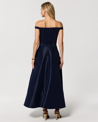 Off-The-Shoulder Taffeta Midi Dress click to view larger image.