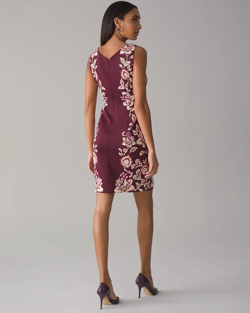 Sleeveless Floral-Print Sheath Dress