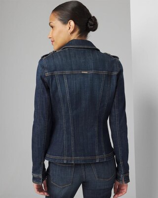 Button-Shoulder Denim Jacket click to view larger image.