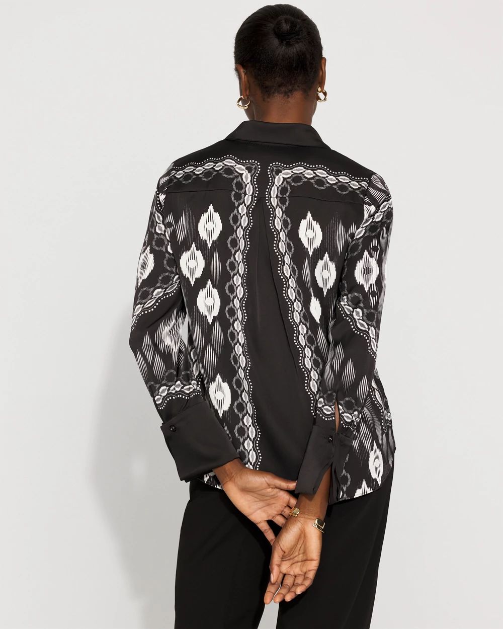 Satin Tuxedo Cuff Shirt