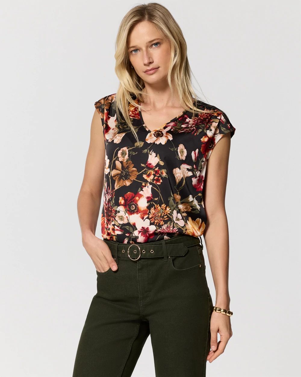 V-neck Satin Shell click to view larger image.