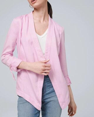 Drape-Front Roll-Sleeve Jacket