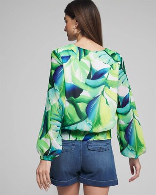 Outlet WHBM Tropical Chiffon Blouse