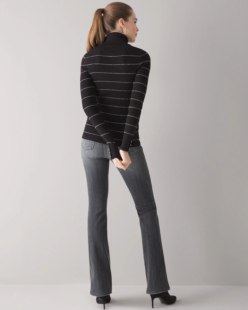 Striped Lurex Turtleneck