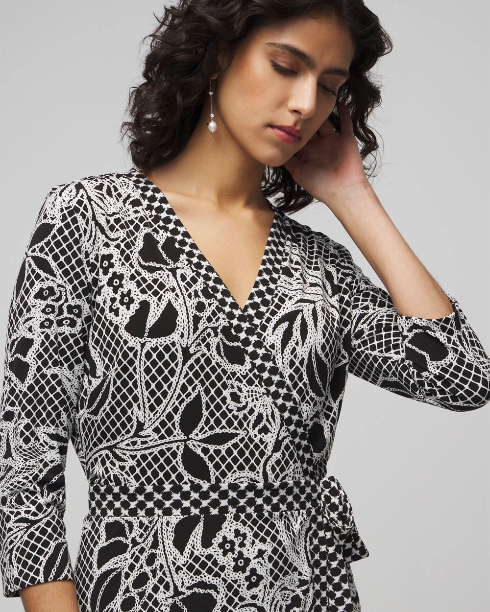 3/4 Sleeve Reversible Wrap Dress click to view larger image.