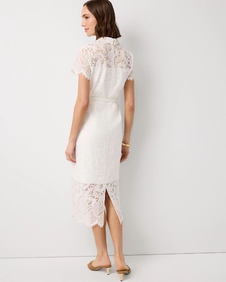 Button-Front Lace Midi Dress click to view larger image.