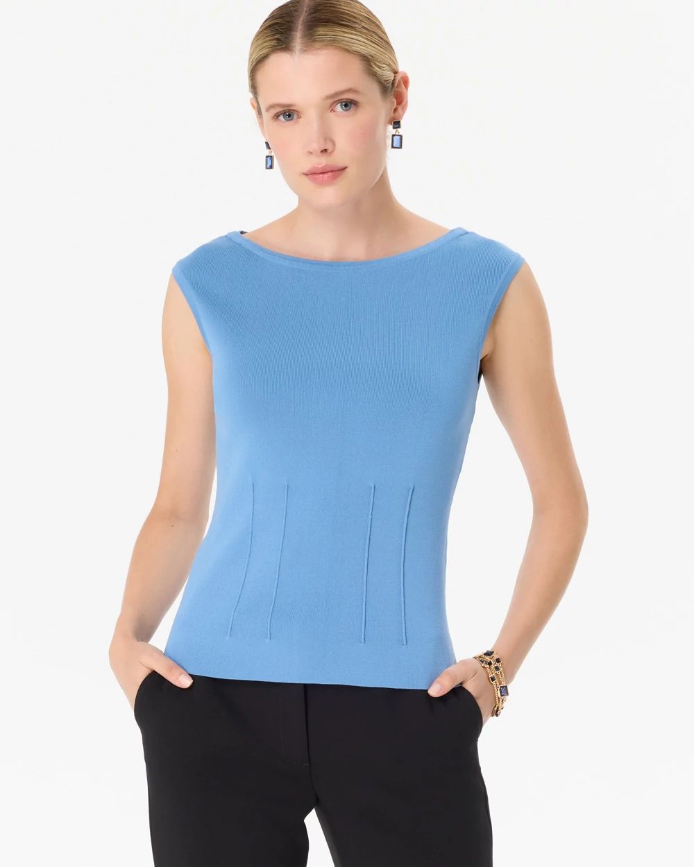 Boat Neck Cap Sleeve Pullover