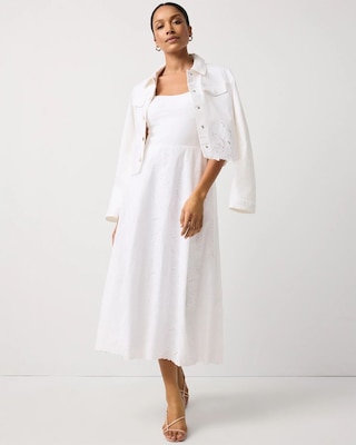 Embroidered Cotton Midi Dress click to view larger image.