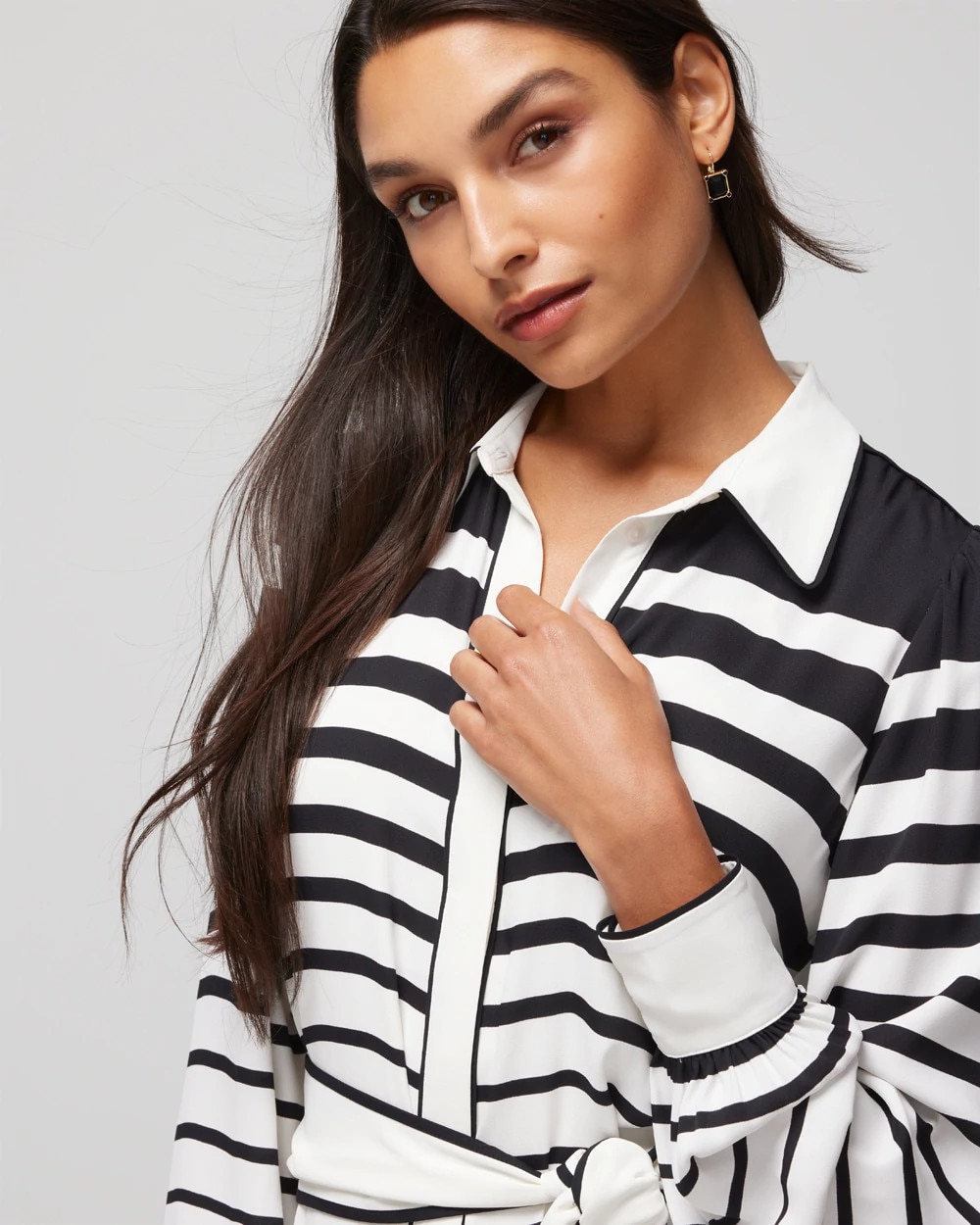 Long-Sleeve Collared Shirt Dress