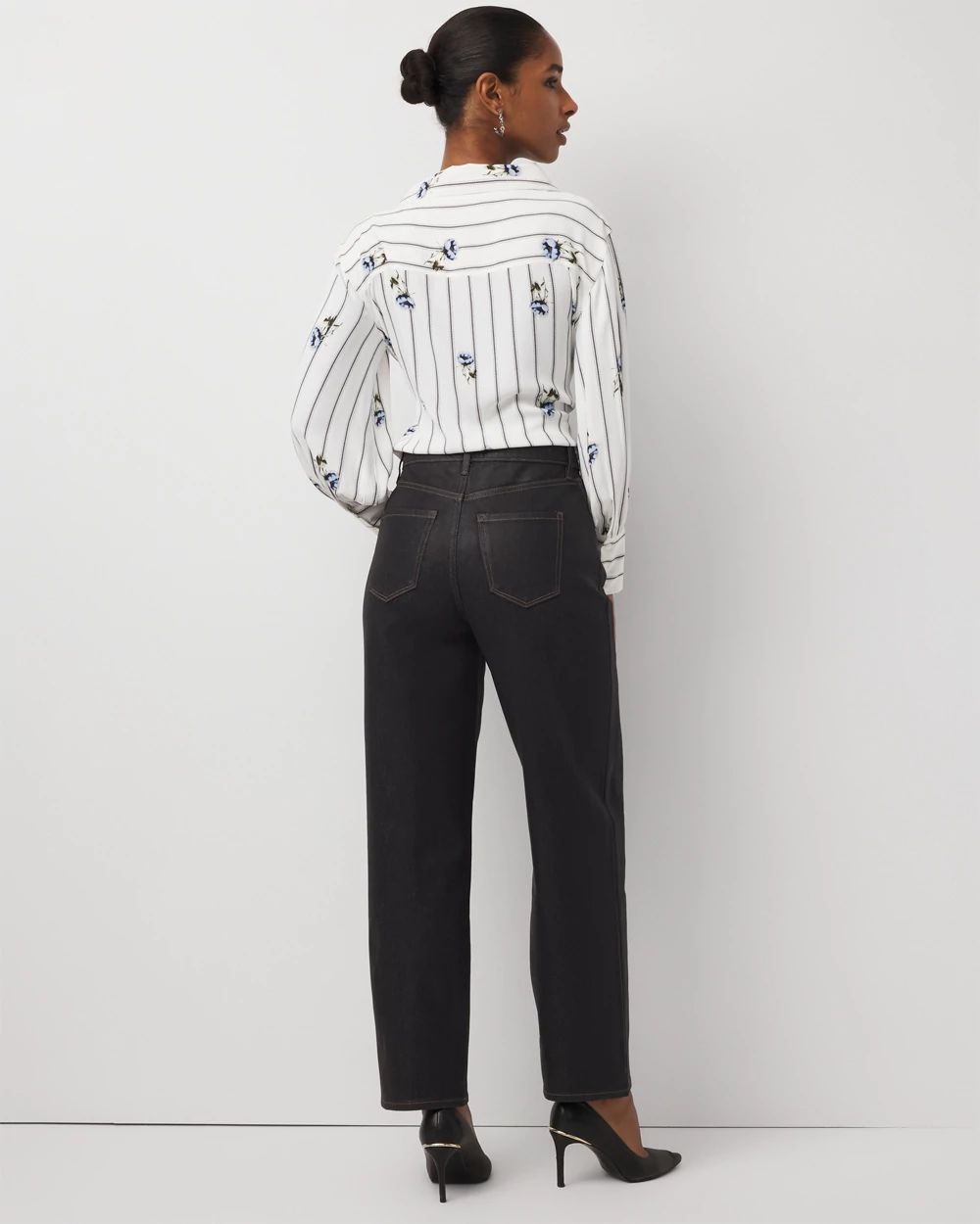 Petite Clear Coated Extra High Rise Barrel Jean