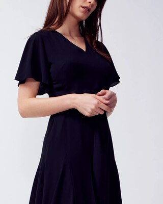 Flutter Sleeve Godet Dress