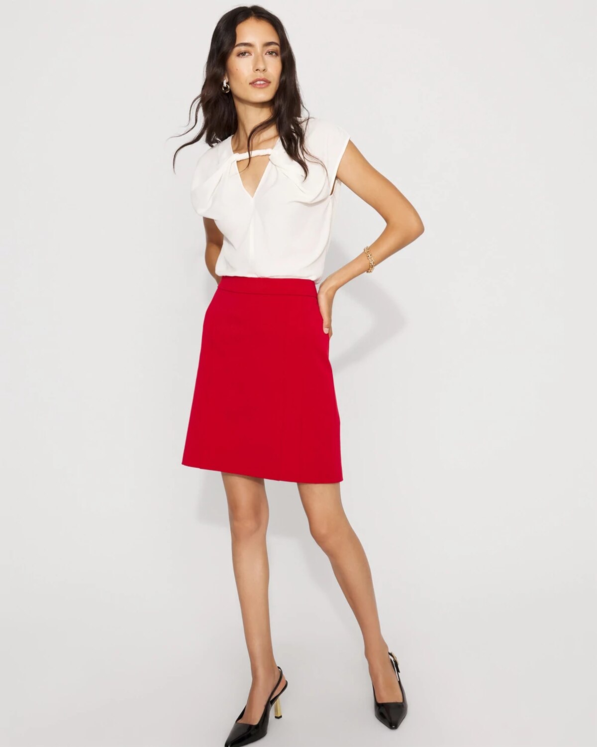 White House Black Market Tailored Pencil Skirt In White