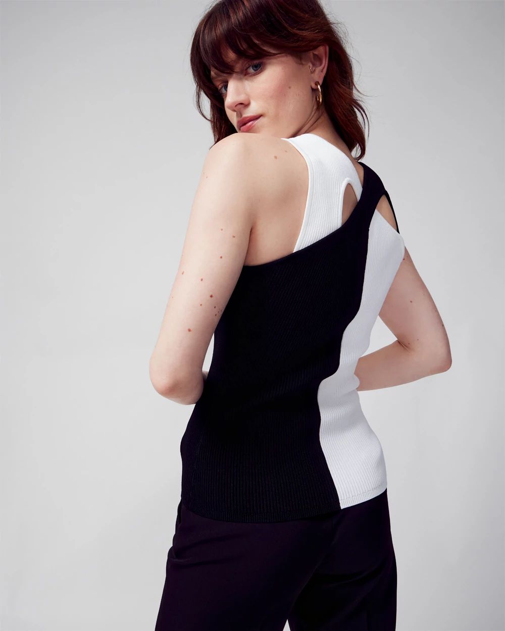 Black + White Cutout Sweater Tank
