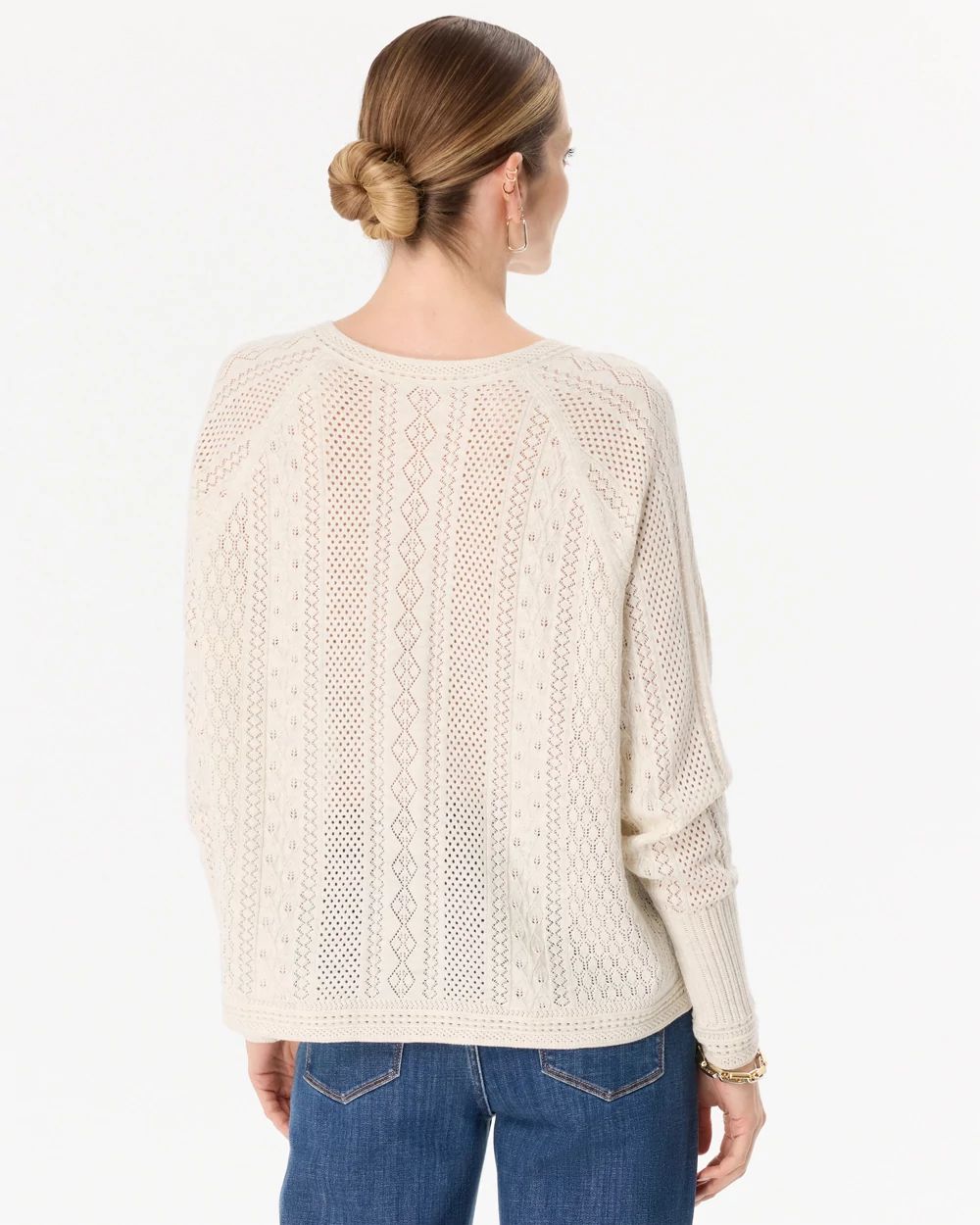 Pointelle V-neck Pullover click to view larger image.