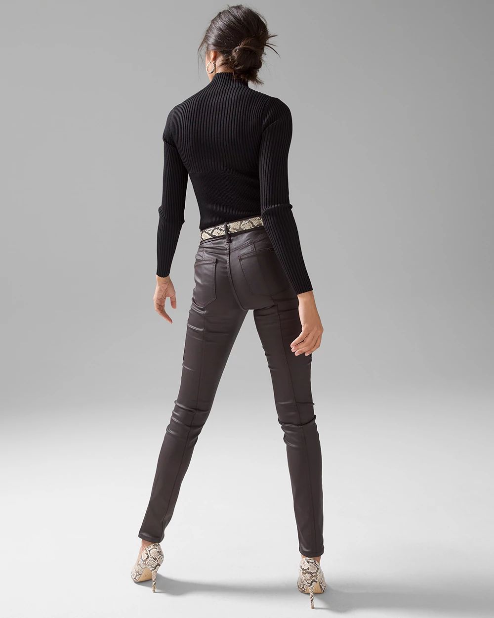 Curvy High-Rise Coated Skinny Cargo Jeans