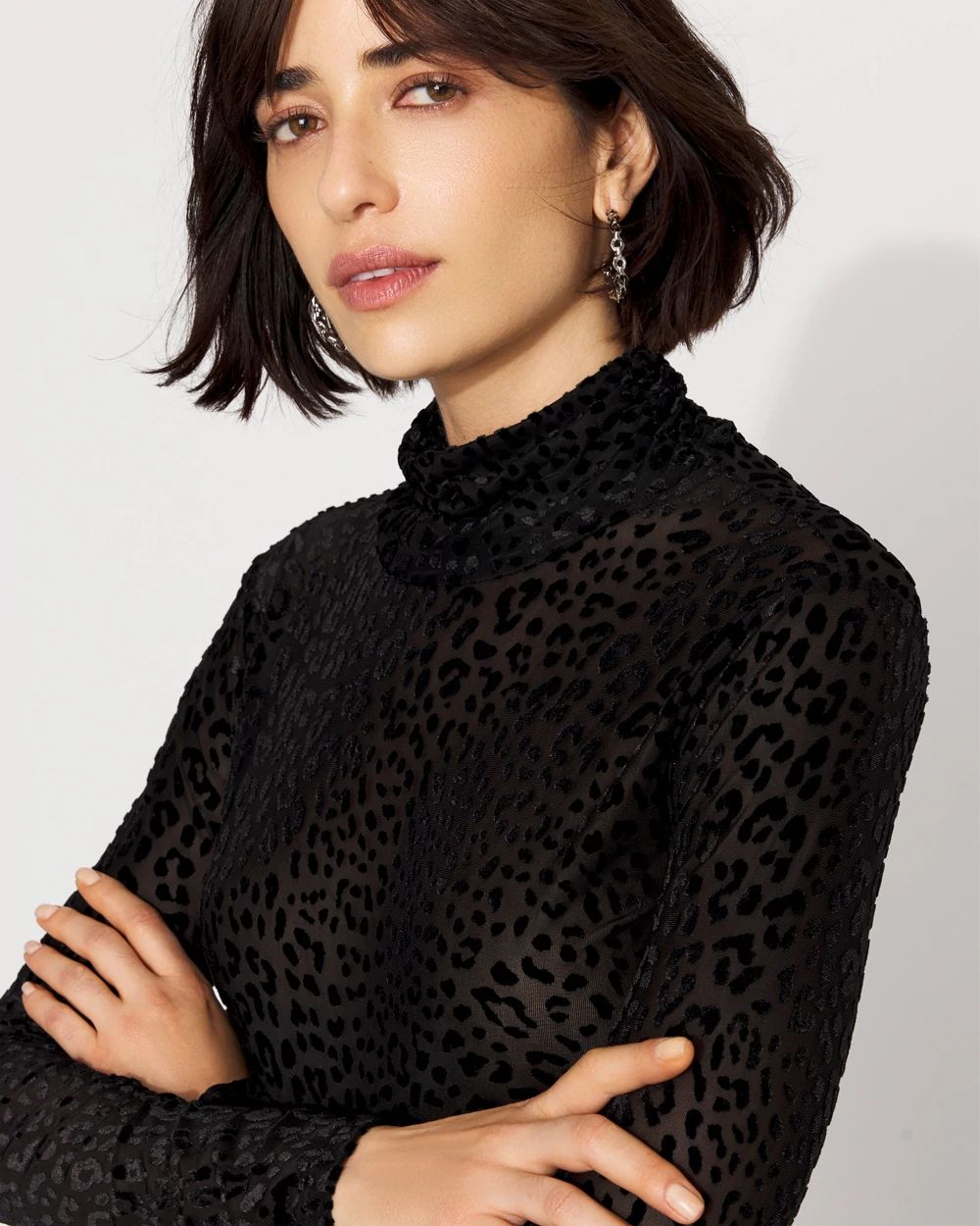 WHBM FORME™ Burnout Leopard Print Velvet Top click to view larger image.
