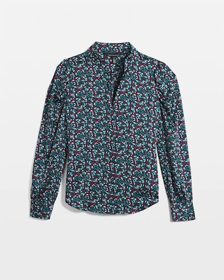 Y-Neck Ruched Shoulder Shirt click to view larger image.