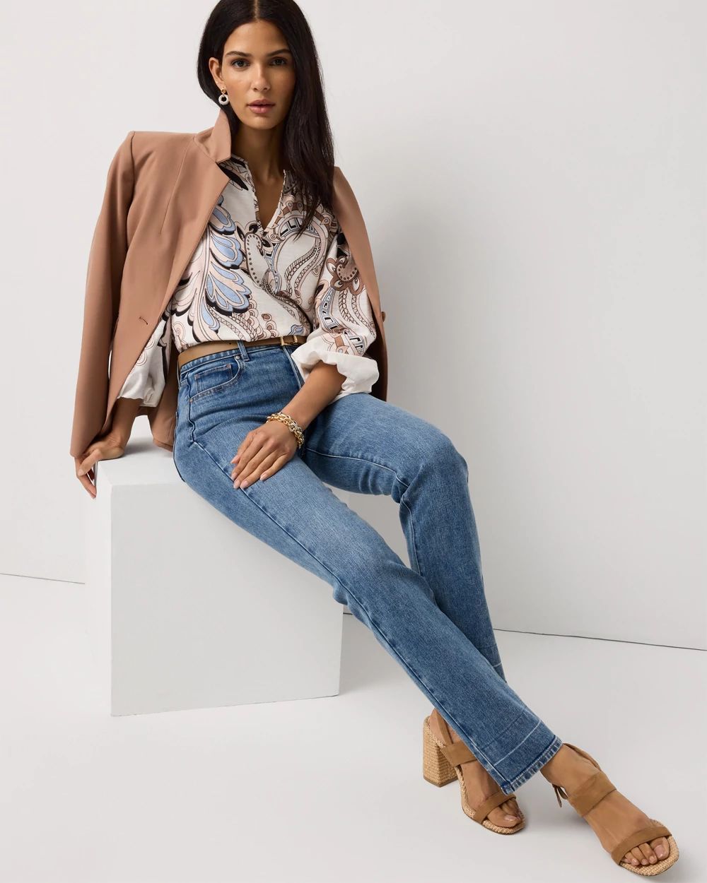 Long Sleeve Y-neck Blouse