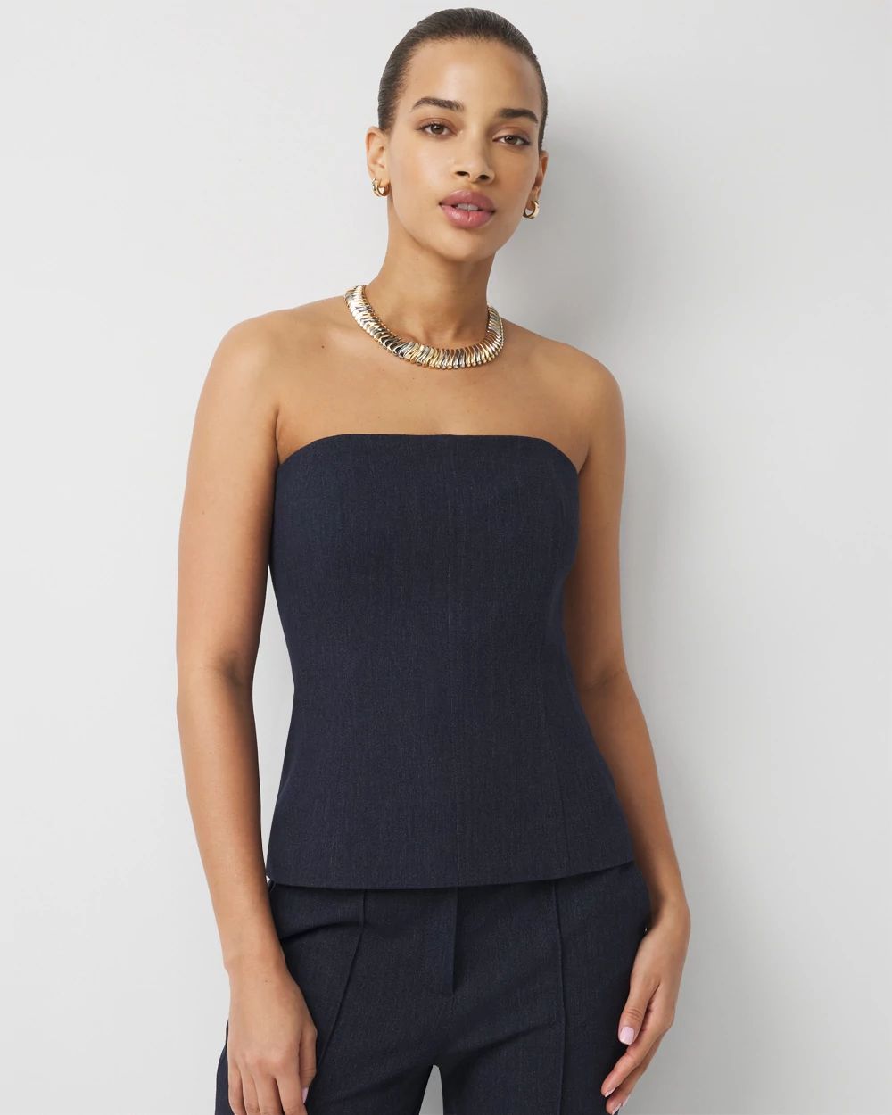 Petite Denim-Look Bustier