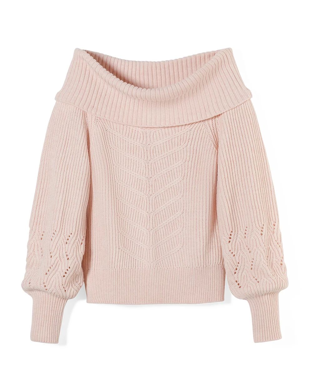 Off-the-Shoulder Cable Knit Sweater