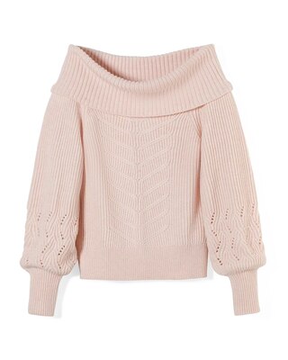 Off-the-Shoulder Cable Knit Sweater