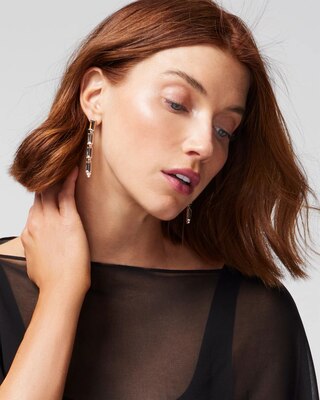 Black Diamond Linear Statement Earrings