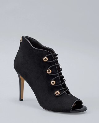 Suede Peep-Toe Booties