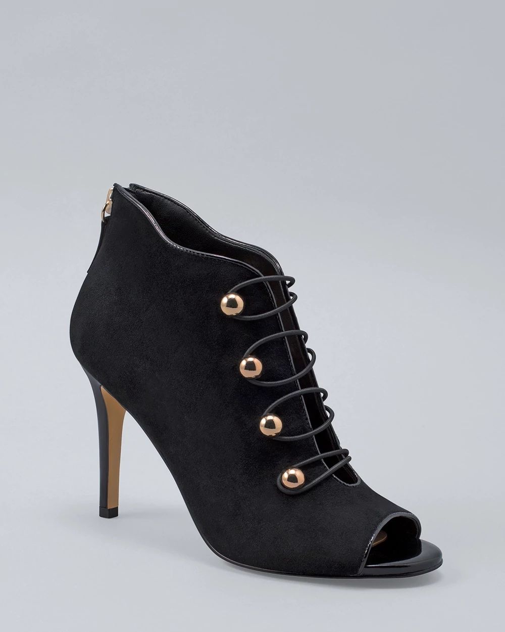 Suede Peep-Toe Booties