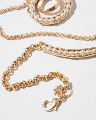 Goldtone and Faux Pearl Convertible Necklace