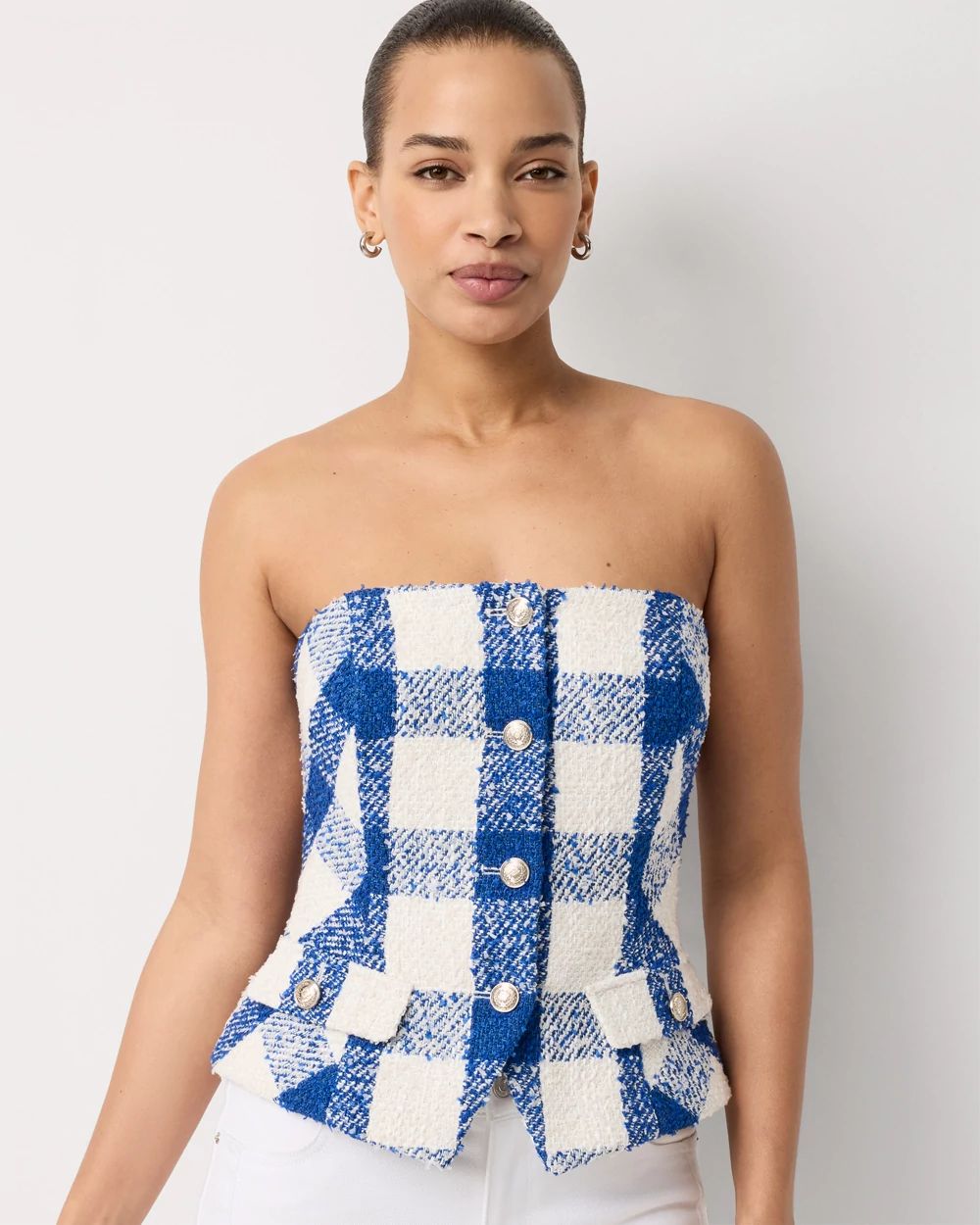 Bouclé Plaid Bustier