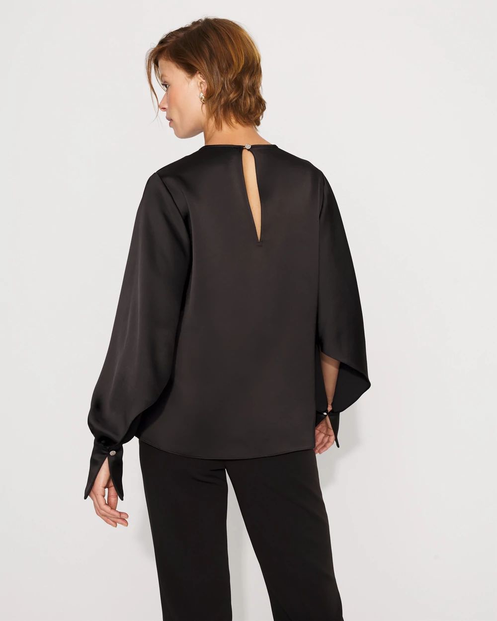 Cape Sleeve Satin Blouse click to view larger image.
