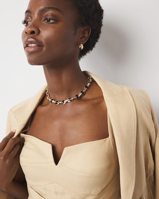 Black Mariner Links & Pavé Necklace
