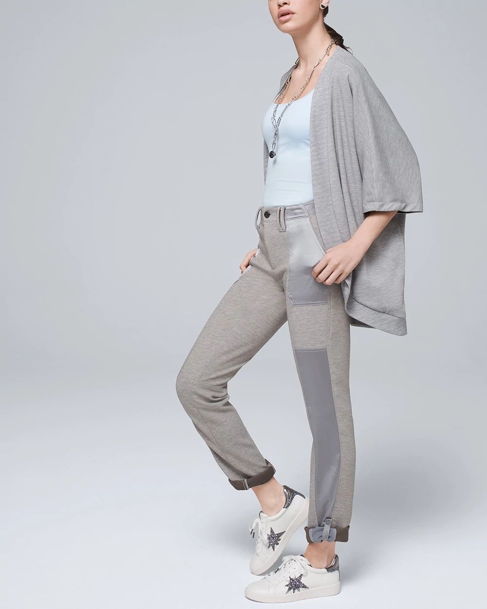 WHBM WKND Satin Trim Knit Cropped Pant