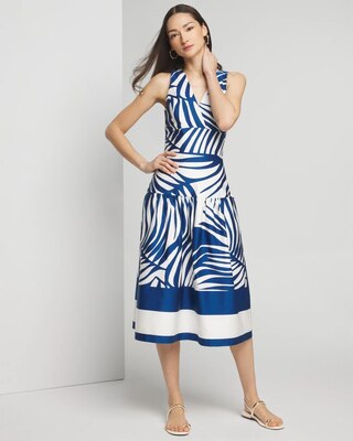 Sleeveless V-Neck Sateen Midi Dress