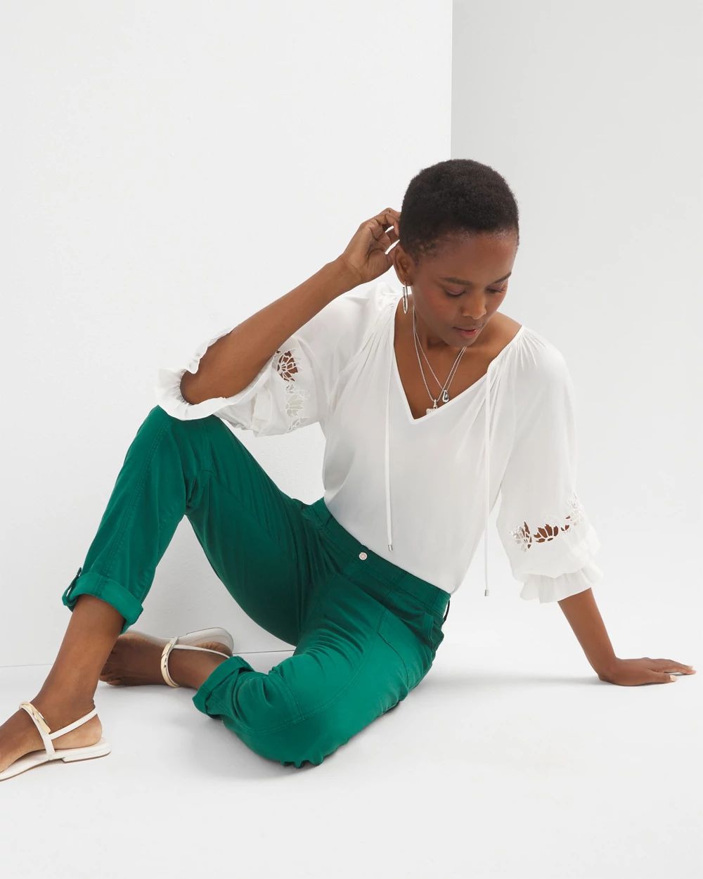 Mid-Rise Pret-A-Pedi Straight Crop Pants click to view larger image.