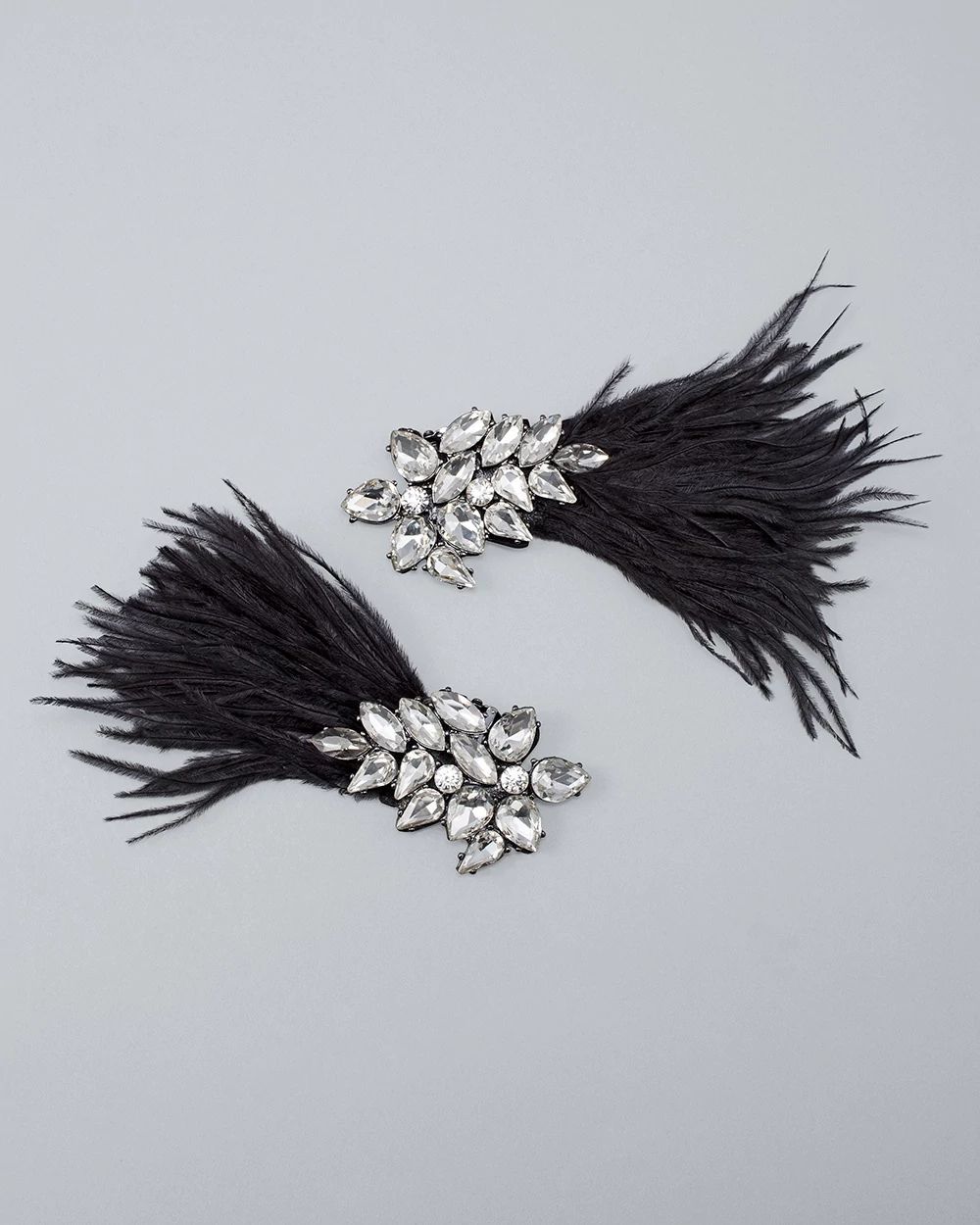 Bejeweled Feather Shoe Clips