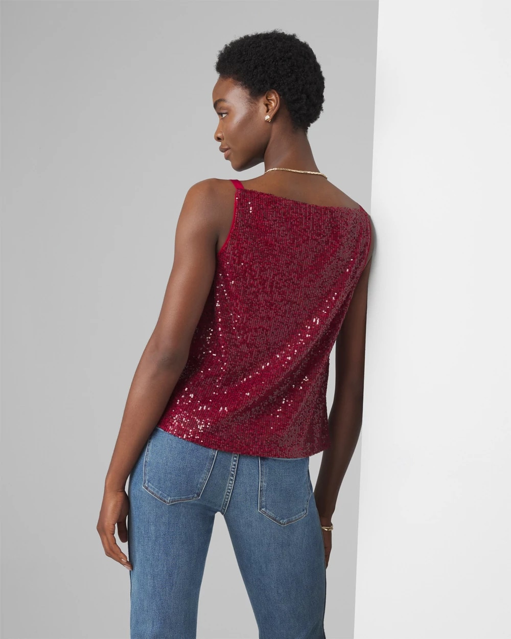Petite Cowl Neck Sequin Cami