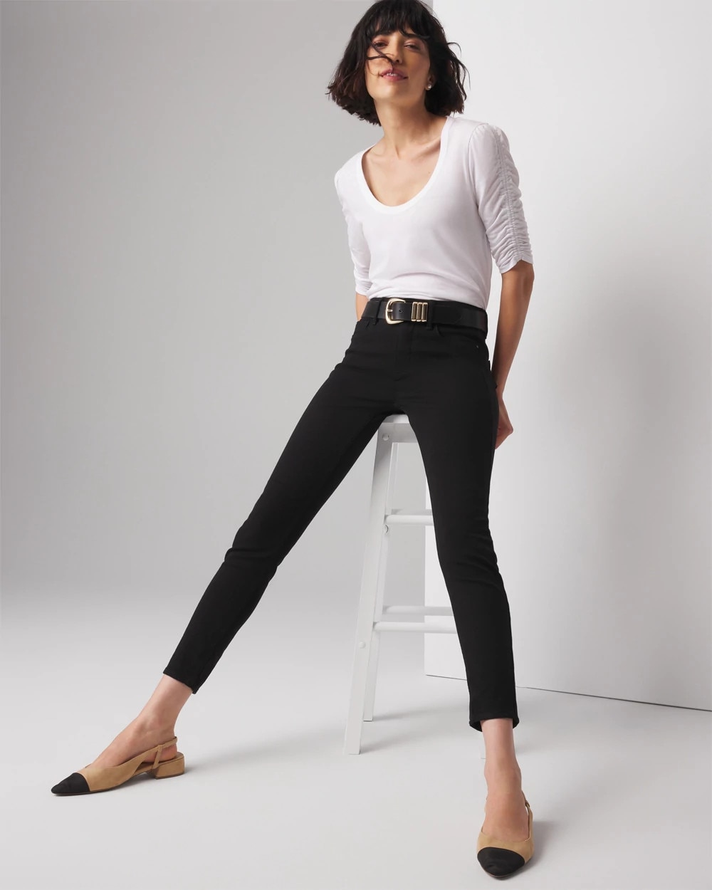 Cotton Modal Ruched Sleeve Tee