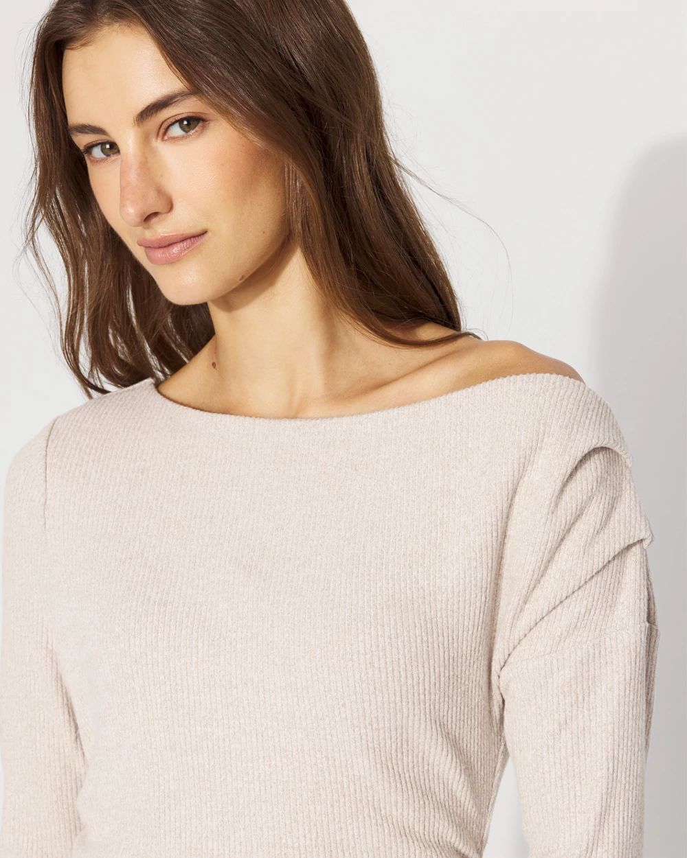 Off-The-Shoulder Rib Snit Top