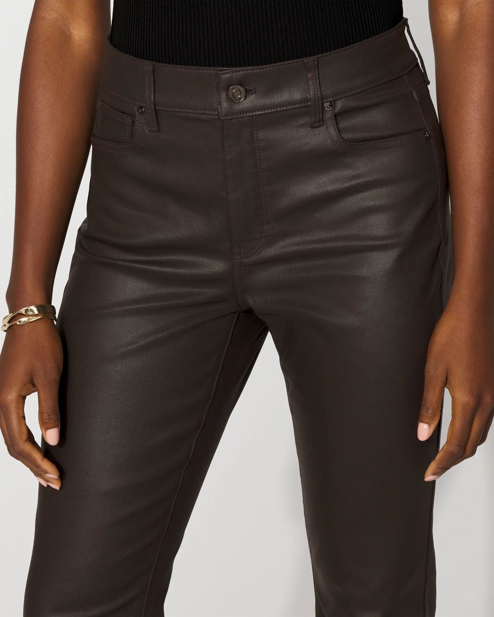 Petite High-Rise Coated Micro Bootcut Jean