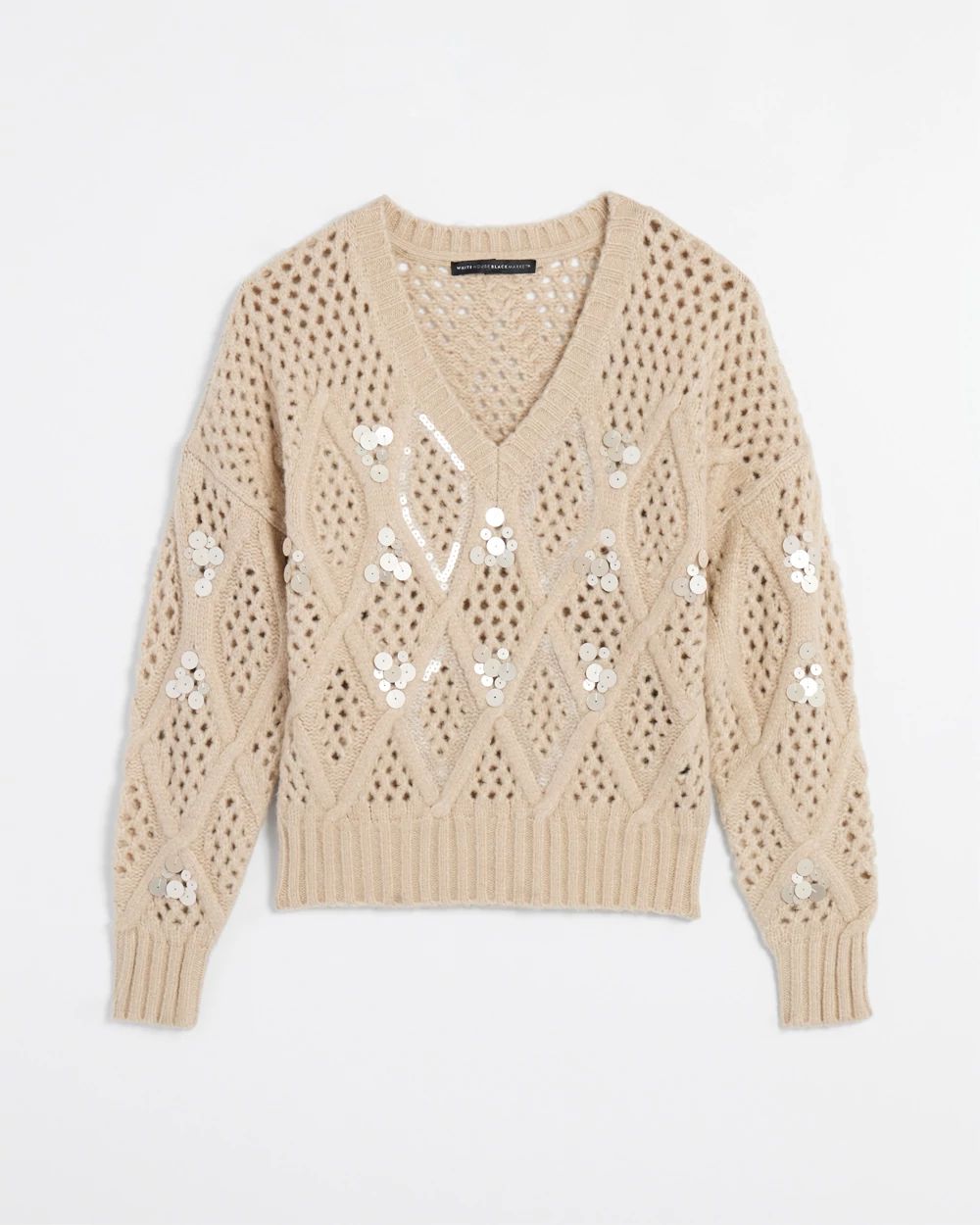 Embellished Cable Pullover Sweater
