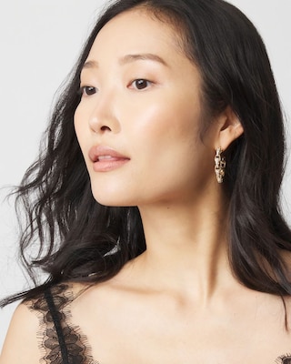 Gold Pavé Hoop Earrings click to view larger image.
