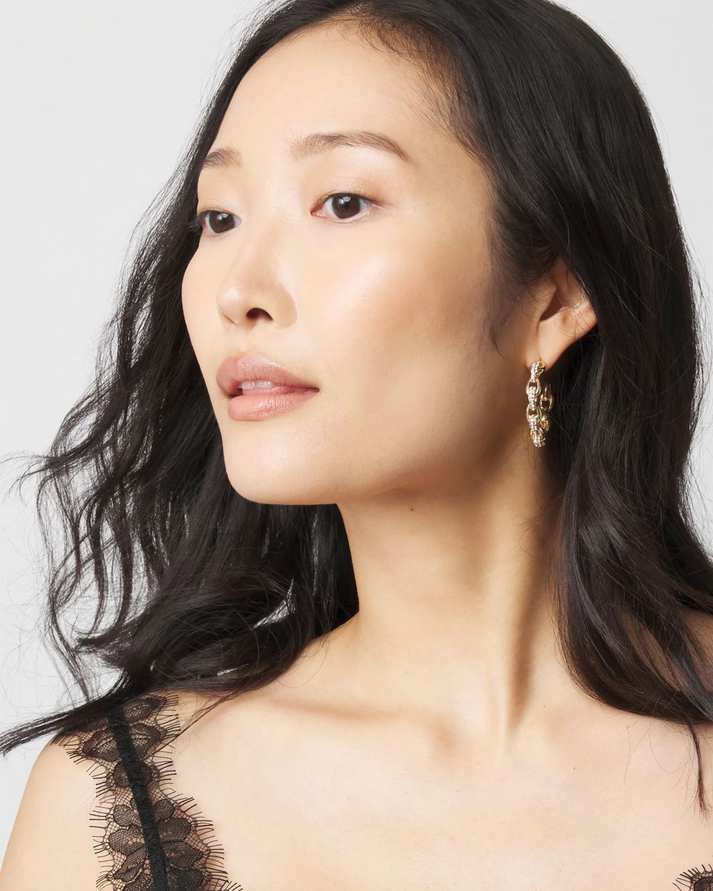 Gold Pavé Hoop Earrings