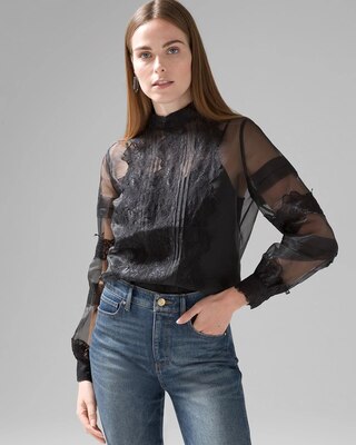 Organza Lace Trimmed Blouse