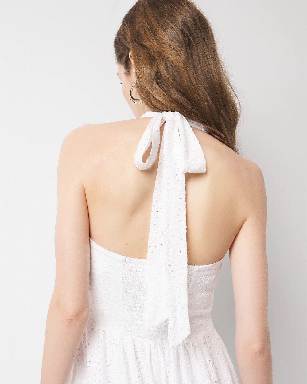 Eyelet Halter Midi Dress