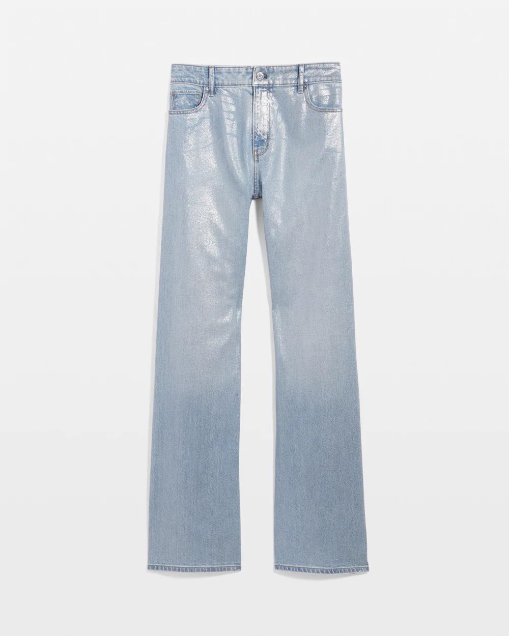 Petite Clear Coated Extra High Rise Palazzo Jeans